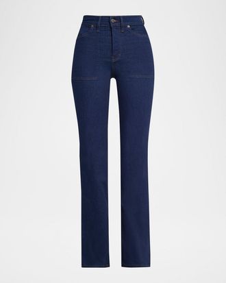 Veronica Beard Crosbie Straight-Leg Jeans with Patch Pockets