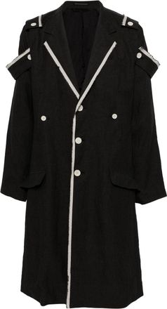 Yohji Yamamoto contrast-trim ramie coat - men - Ramie/Cupro - 3 - Grey