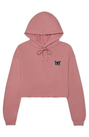 Dalix Butterfly Cropped Hoodie in Mauve at Nordstrom, Size Xx-Large