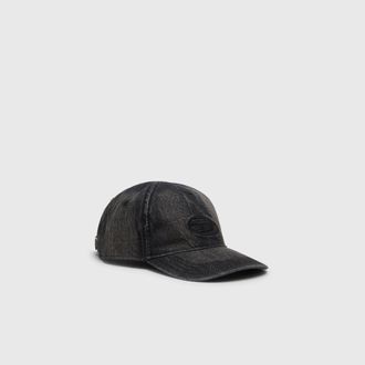 Diesel Denim cap with frayed details and embroidered logo - Caps - Man - Black