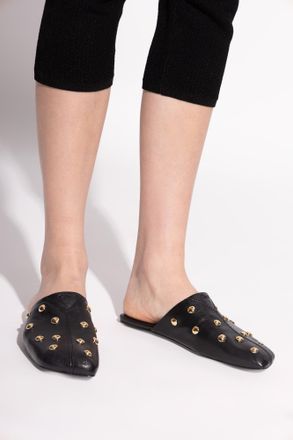 Chlo&eacute; Leather Clogs Rita, Womens, Black