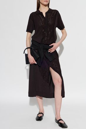 Lacoste Short-sleeve Dress, Womens, Brown