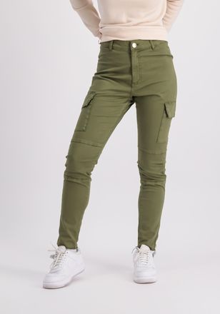 Alpha Industries Cargohose ALPHA INDUSTRIES Cargo Zip Pant Women, Damen, Gr. L, Normalgr&ouml;ssen, gr&uuml;n (olive), Obermaterial: 98% Baumwolle, 2% Elastan, Hosen Cargohose