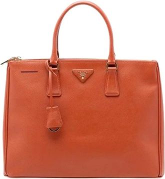 Prada Pre-owned Handbags, female, Orange, Size: ONE SIZE Pre-owned Galleria Satchel
