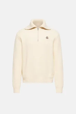 Moncler HEAVY KNIT 1/4 ZIP SWEATER Size: XL, colour: BEIGE