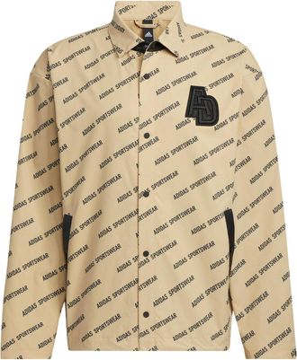 adidas Logo Print Loose Fit Jacket Beige Black IB2746
