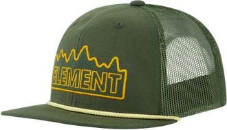 Element Cotton Ripstop Trucker Cap with Textured Embroidered Logo in Olive at Nordstrom
