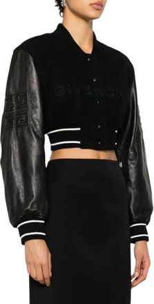 Givenchy Cropped Leather/Wool Bomber Jacket Size M
