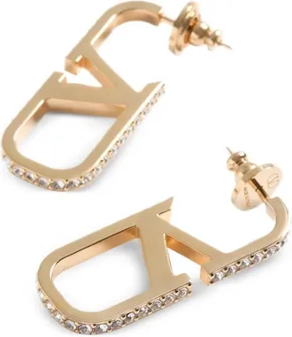 Valentino Garavani Vlogo Signature Metal And Swarovski Crystal Earrings