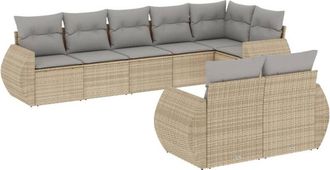vidaXL Vidaxl - Juego De Sof&aacute;s De Jard&iacute;n Con Cojines Beige 8 Pzas Rat&aacute;n Pe