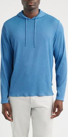Johnnie-O Hoppin Heather Stretch Rib Knit Hoodie in Heather Sailor at Nordstrom, Size Small