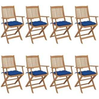 vidaXL Sillas De Jard&iacute;n Plegables 8 Pcs Con Cojines S&oacute;lidos De Acacia - 331025
