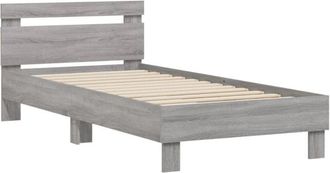 vidaXL Bed Frame without Mattress with Headboard Grey Sonoma 75x190 cm Small Single Vidaxl