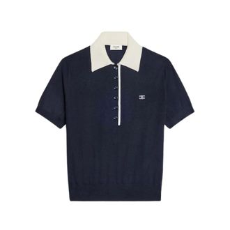 Celine Celine, Tops, Dames, Blauw, S, Kasjmier, Polo Trui in Fijne Kasjmier Zijde