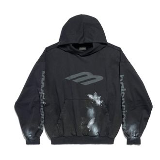 Balenciaga (WMNS) Balenciaga 3B Stencil Hoodie Medium Fit Black 767877TQVT71083