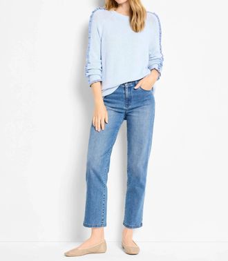 Nic+Zoe Renee Ruffled Down Sweater In Powdered Blue