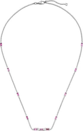 Gucci 18kt Witgouden en Rubelliet Baguette Ketting - Dames - Kettingen - Grijs - ONE Size - Accessoires