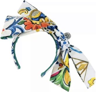 Dolce & Gabbana Embellished Majolica Print Headband