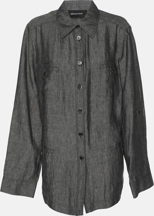 Elena Miro Grey Linen Marble Stirup Long Sleeve Shirt