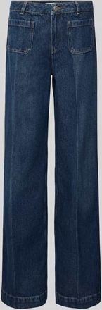 Review Wide Leg Jeans mit aufgesetzten Taschen in Dunkelblau, Gr&ouml;&szlig;e 24