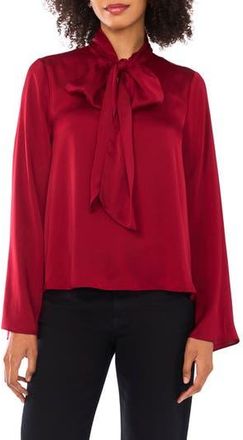 Parker Neck Tie Long Sleeve Top in Passion Wine at Nordstrom Rack, Size X-Large