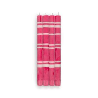 British Colour Standard Striped Dinner Candles - Set of 4 in Oriental Red/pearl at Nordstrom