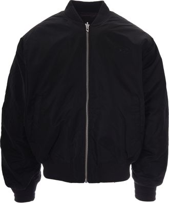 Diesel Reversible Bomber Jacket with Ribbed Trims and Oversized Emblem