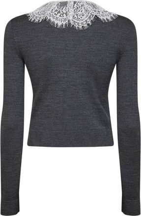 Self Portrait Womens Wool Knit Cardigan Grey Cardigans Sweater