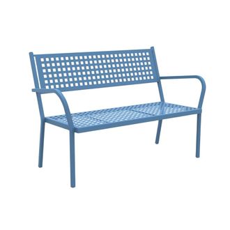 MondoViro Banco de jard&iacute;n apilable de metal azul 125x60 cm 77h