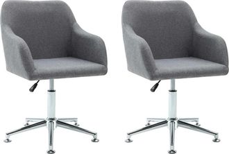 vidaXL Sillas De Comedor Giratorias 2 Unidades Tela Gris Claro Vidaxl