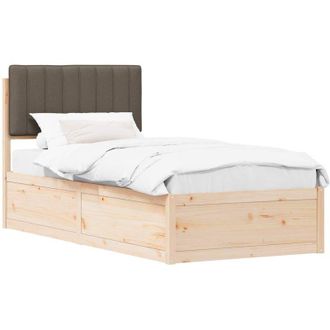 vidaXL Estructura De Cama Con Cabecera Tapizada Taup&eacute; 90 X 200 Cm Vidaxl
