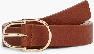 Tommy Hilfiger Womens Double-Loop Buckle Pebbled Leather Belt - Winter Cognac - 40