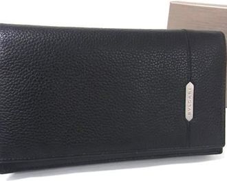 Bulgari Black Leather Long Wallet (Bi-Fold) (Pre-Owned)