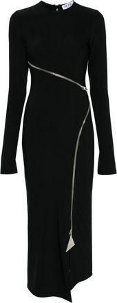 The Attico zip-detail midi dress - women - Polyester/Spandex/Elastane - 38 - Black