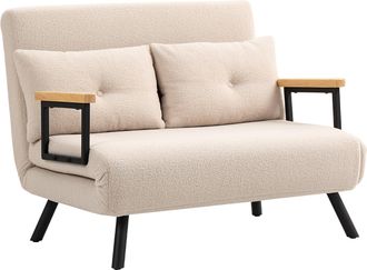 OEM Sof&aacute; Cama Convertible 4 En 1 Sill&oacute;n Cama 2 Plazas Plegable Respaldo Ajustable De 5 Niveles Almohadas 102x73x81cm Beige
