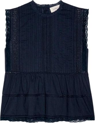The Great. Sonnet Top - Dames - Tops zonder mouwen - Blauw - S - Katoen - Tops