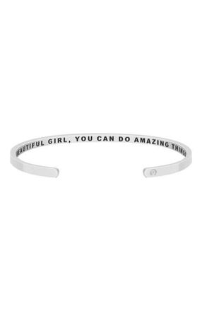 Mantra Beautiful Girl, You Can Do Amazing Things (within) bracelet in Silver at Nordstrom