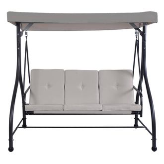 Costway Costway Patio Swing 3-Person Convertible Canopy Swing w/Cushion Seats in Grey