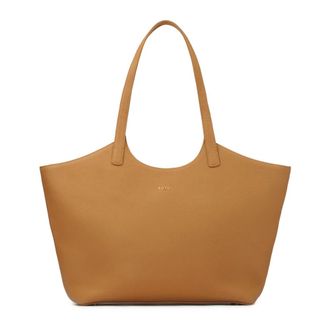 Kazar Tassen, Dames, Bruin, ONE Size, Leer, Lichtbruine tote tas met schouderbanden