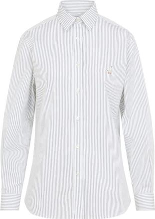 Moschino Fantasia Bianco Gestreept Shirt - Dames - Overhemden - Wit - XS - Katoen - Overhemden