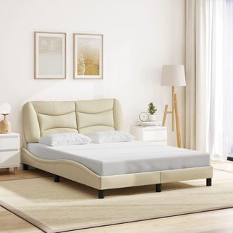 vidaXL Cama Sin Colch&oacute;n Tela Color Crema 140x200 Cm Vidaxl