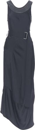 Victoria Beckham black satin leather collar dress