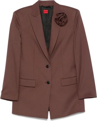 HUGO BOSS Blazer con decorazione rosa - Marrone