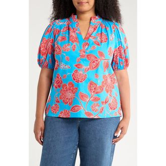 Sugarlips Close To You Floral Top in Blue/red/multi at Nordstrom, Size 3X