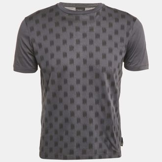 Emporio Armani Grey Printed Jersey Crewneck T-Shirt
