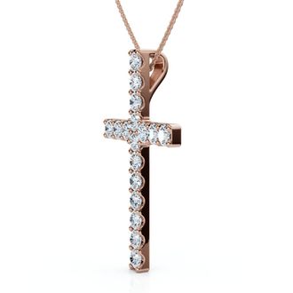 Pompeii3 1Ct Diamond Cross Pendant 1 1/4 Tall Womens 14k Gold 18 Necklace Lab Grown