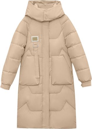 Generic 2024 Womens Down Jacket Warm Long/Short Coat Lightweight Long Quilted Without Hood Sherpa Lined Synthetic Insulated Puffer Streetwear Khaki