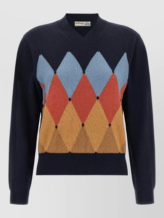Ballantyne cashmere argyle v-neck jumper
