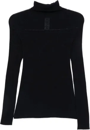 Fabiana Filippi Ribbed Roll-Neck Jumper - female - Fabiana Filippi - Turtlenecks - Blue - 2XS - Knitwear