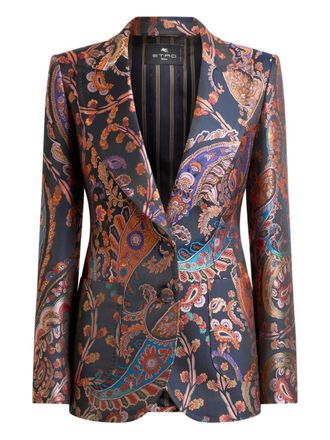 Etro jacquard floral-paisley blazer - Blue